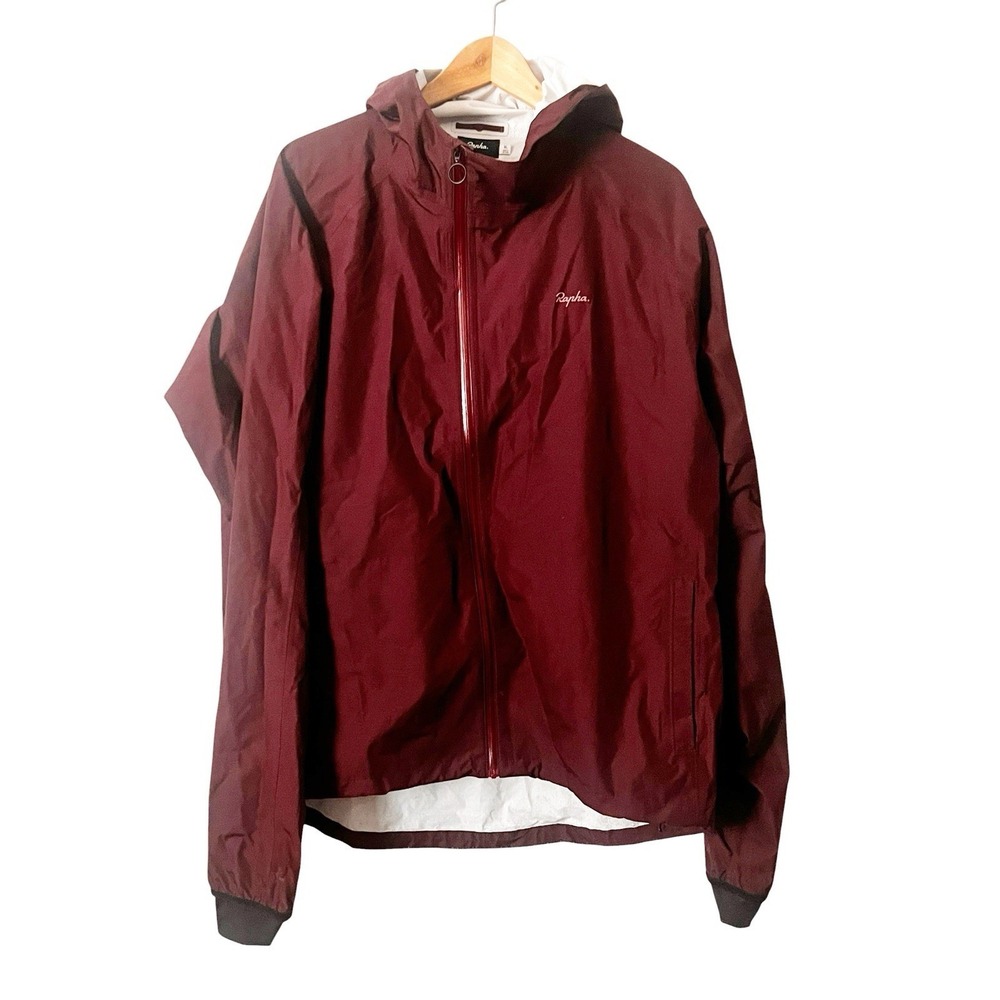 Rapha Commuter Rain Jacket Mens XL Maroon Hooded Waterproof Cycling Shell